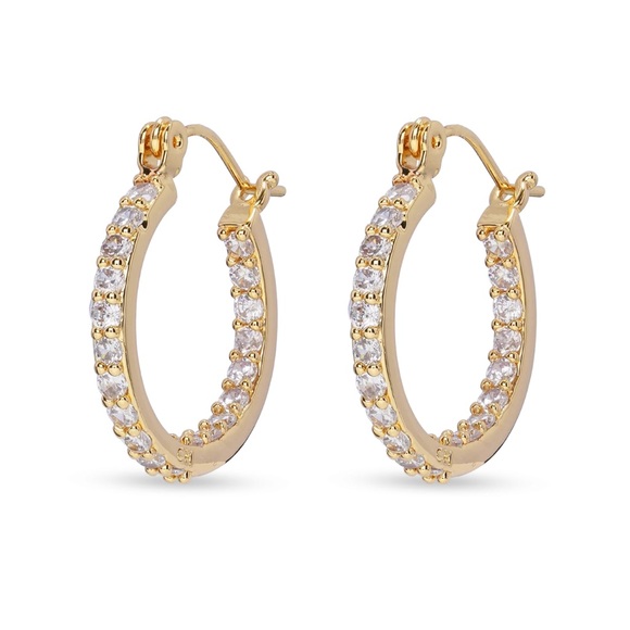 Crystal Haze Jewelry - Gold Plated Hoop Earrings with Cubic Zirconia Crystals